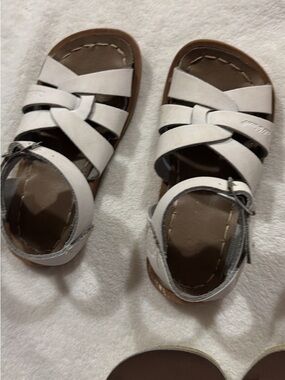 White Kids Leather Strappy Sandals - Classic Comfort